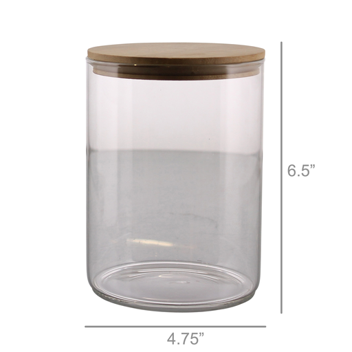 Finn Canister - Glass with Wood Lid - Lrg