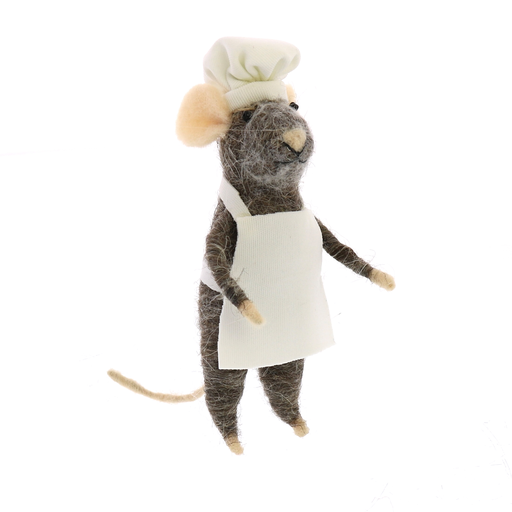 Chef Mouse Ornament - Grey