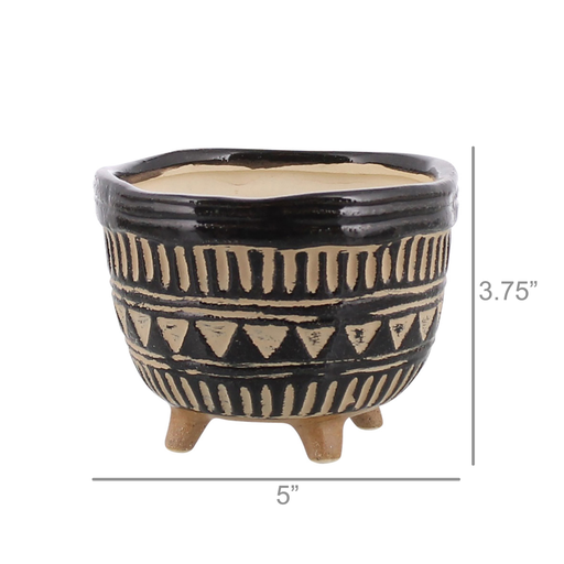 Apache Print Bowl, Ceramic - Sm - Black & Natural