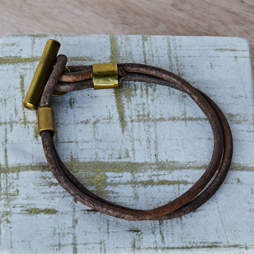 Dean Leather Toggle Bracelet - 8, Brass