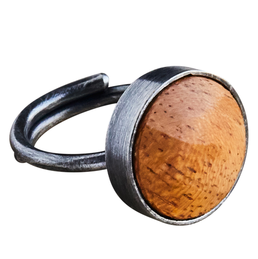 Penny Ring, Silver, Light Wood