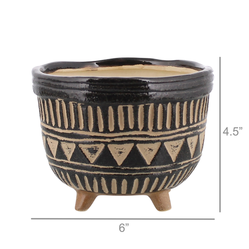 Apache Print Bowl, Ceramic - Med - Black & Natural