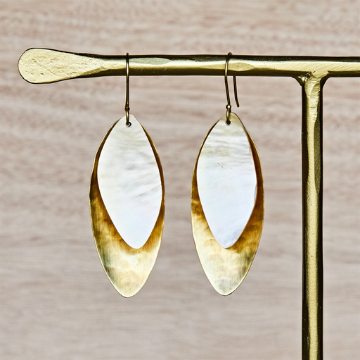 Dona Earring, Brass, Mother of Pearl - Light